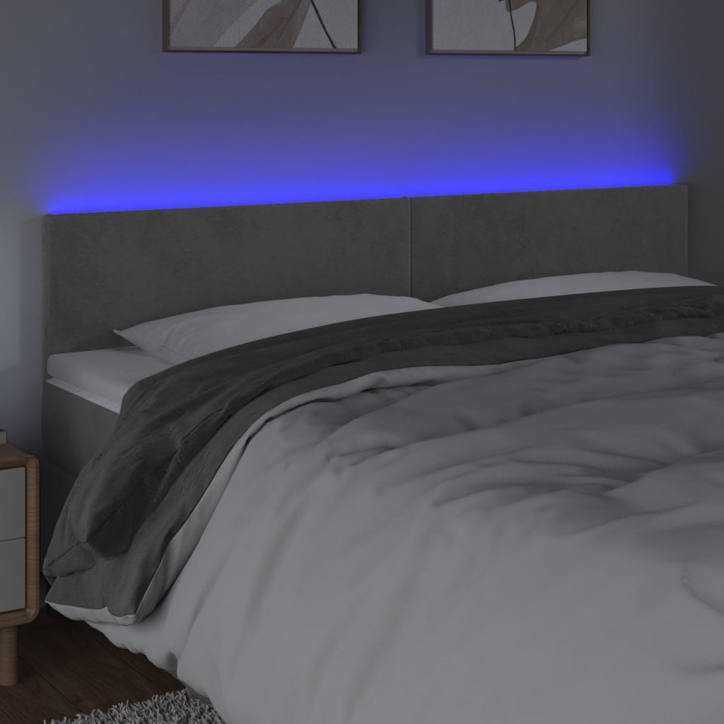 Tête de lit à LED Gris clair 180x5x78/88 cm Velours - XIOS