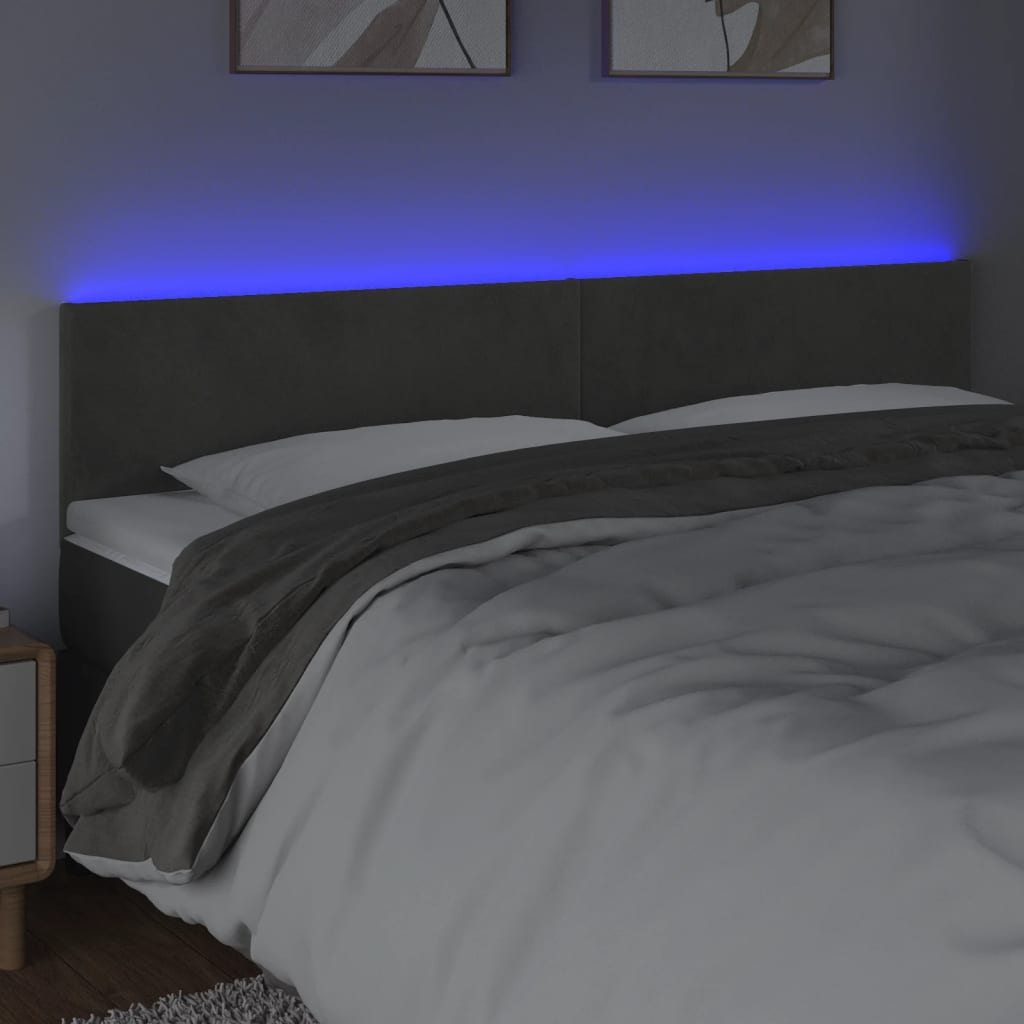 Tête de lit à LED Gris foncé 180x5x78/88 cm Velours - XIOS