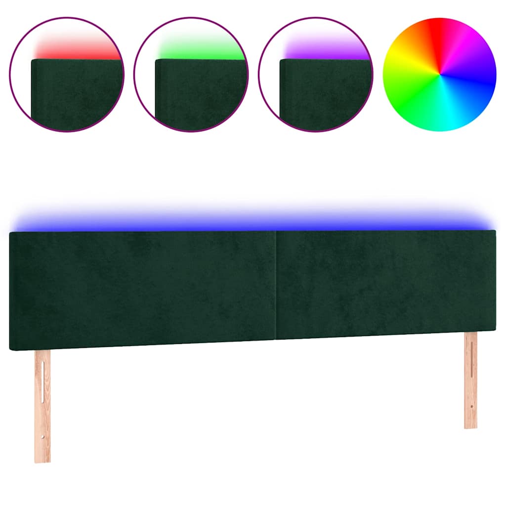 Tête de lit à LED Vert foncé 180x5x78/88 cm Velours - XIOS