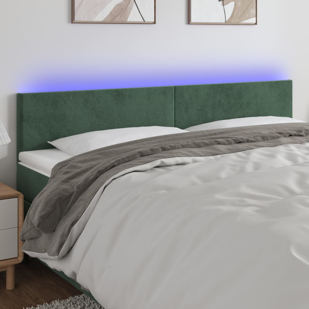 Tête de lit à LED Vert foncé 200x5x78/88 cm Velours - XIOS