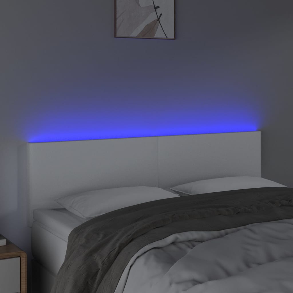 Tête de lit à LED Blanc 144x5x78/88 cm Similicuir - XIOS