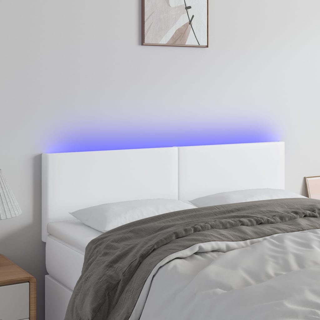 Tête de lit à LED Blanc 144x5x78/88 cm Similicuir - XIOS
