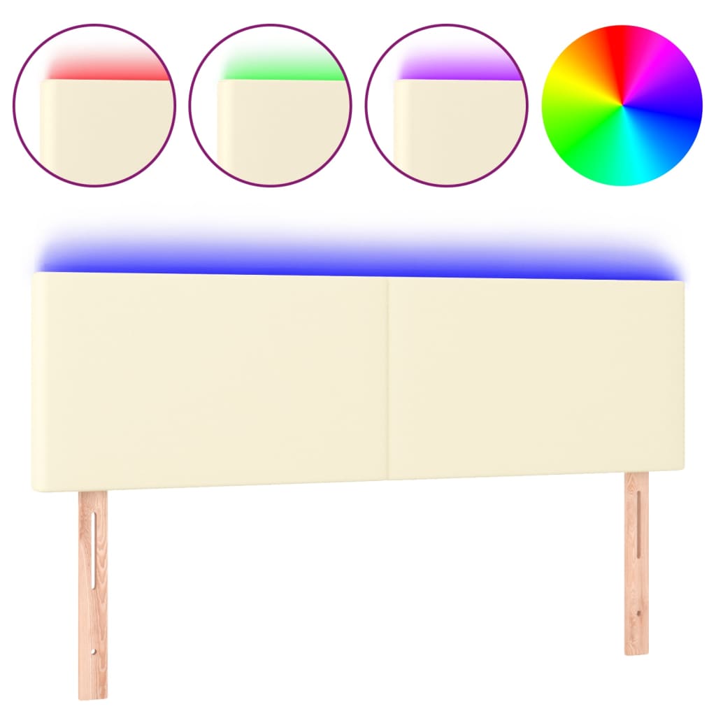 Tête de lit à LED Crème 144x5x78/88 cm Similicuir - XIOS