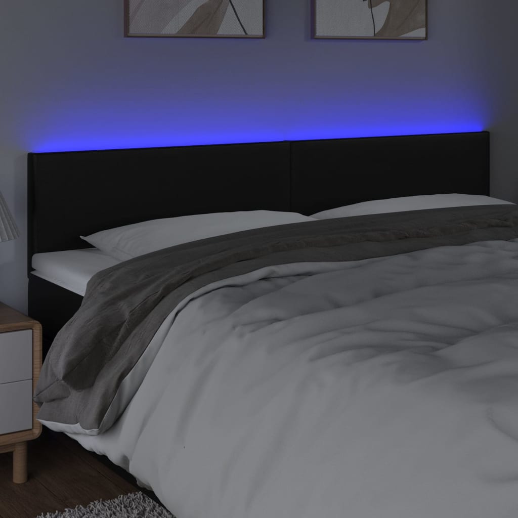 Tête de lit à LED Noir 160x5x78/88 cm Similicuir - XIOS