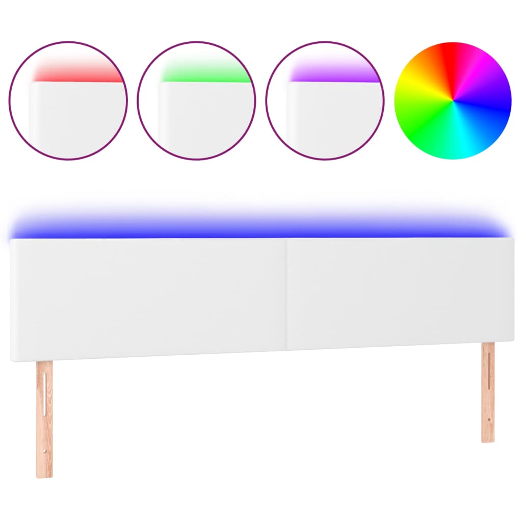Tête de lit à LED Blanc 180x5x78/88 cm Similicuir - XIOS