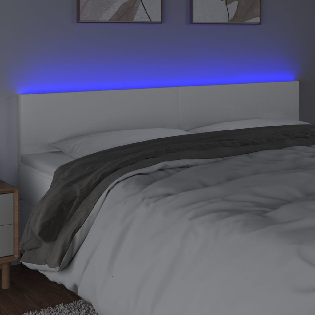 Tête de lit à LED Blanc 180x5x78/88 cm Similicuir - XIOS