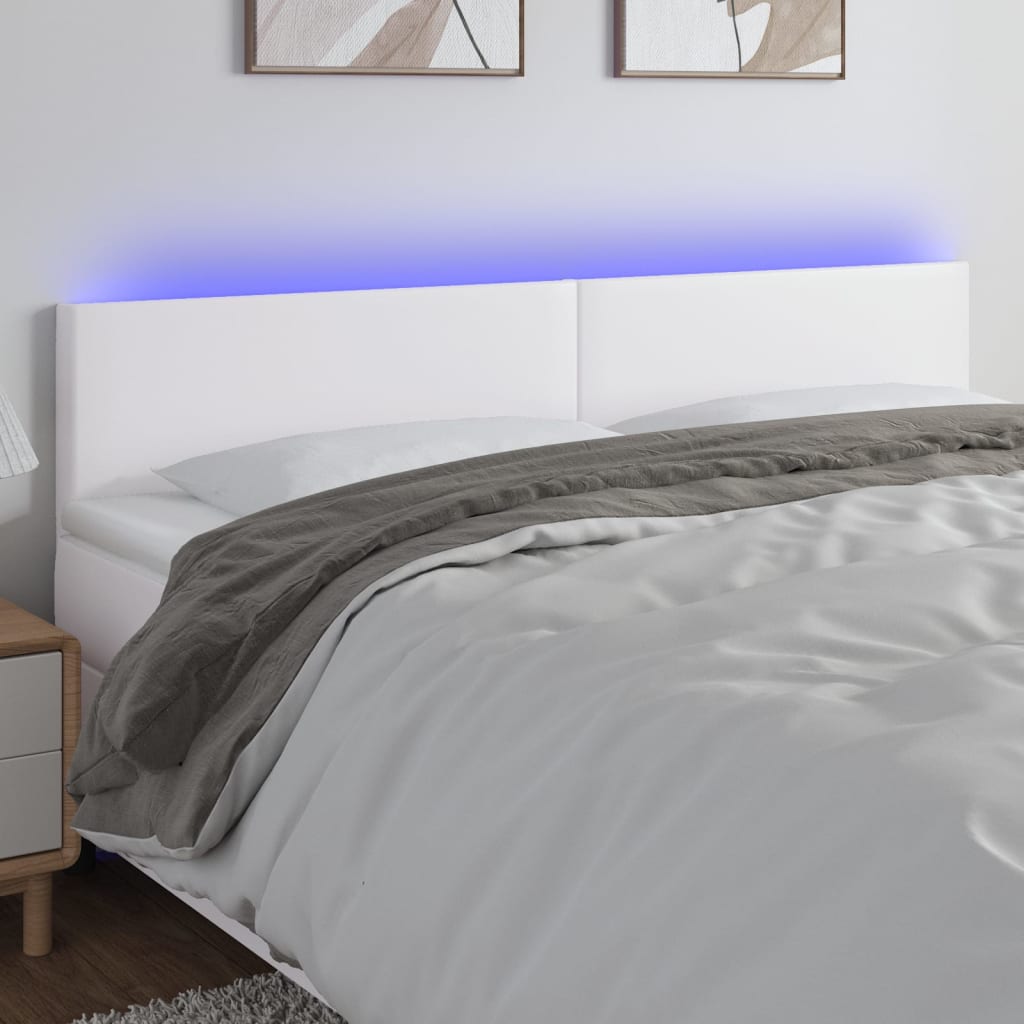 Tête de lit à LED Blanc 180x5x78/88 cm Similicuir - XIOS
