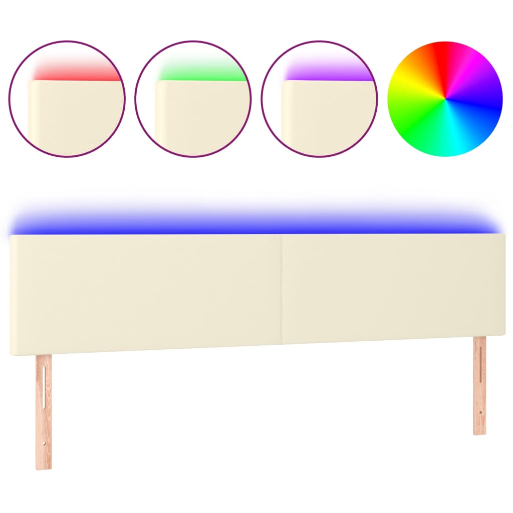 Tête de lit à LED Crème 180x5x78/88 cm Similicuir - XIOS