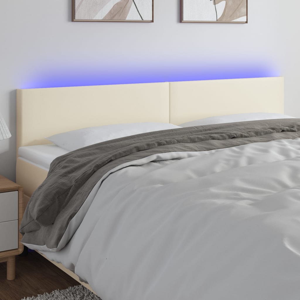 Tête de lit à LED Crème 180x5x78/88 cm Similicuir - XIOS