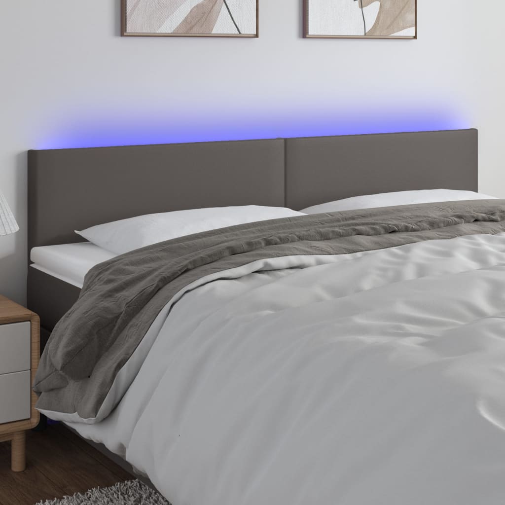 Tête de lit à LED Gris 180x5x78/88 cm Similicuir - XIOS