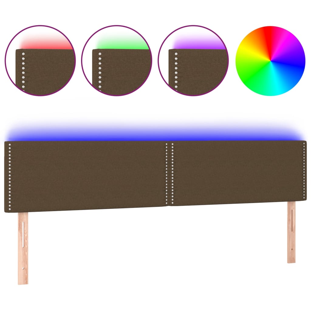 Tête de lit à LED Marron Foncé 180x5x78/88 cm Tissu - XIOS