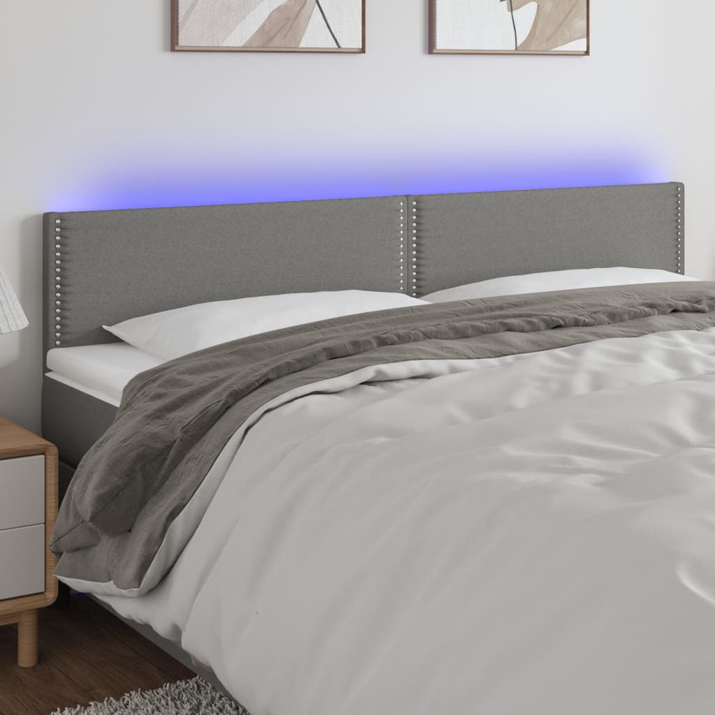 Tête de lit à LED Gris foncé 200x5x78/88 cm Tissu - XIOS