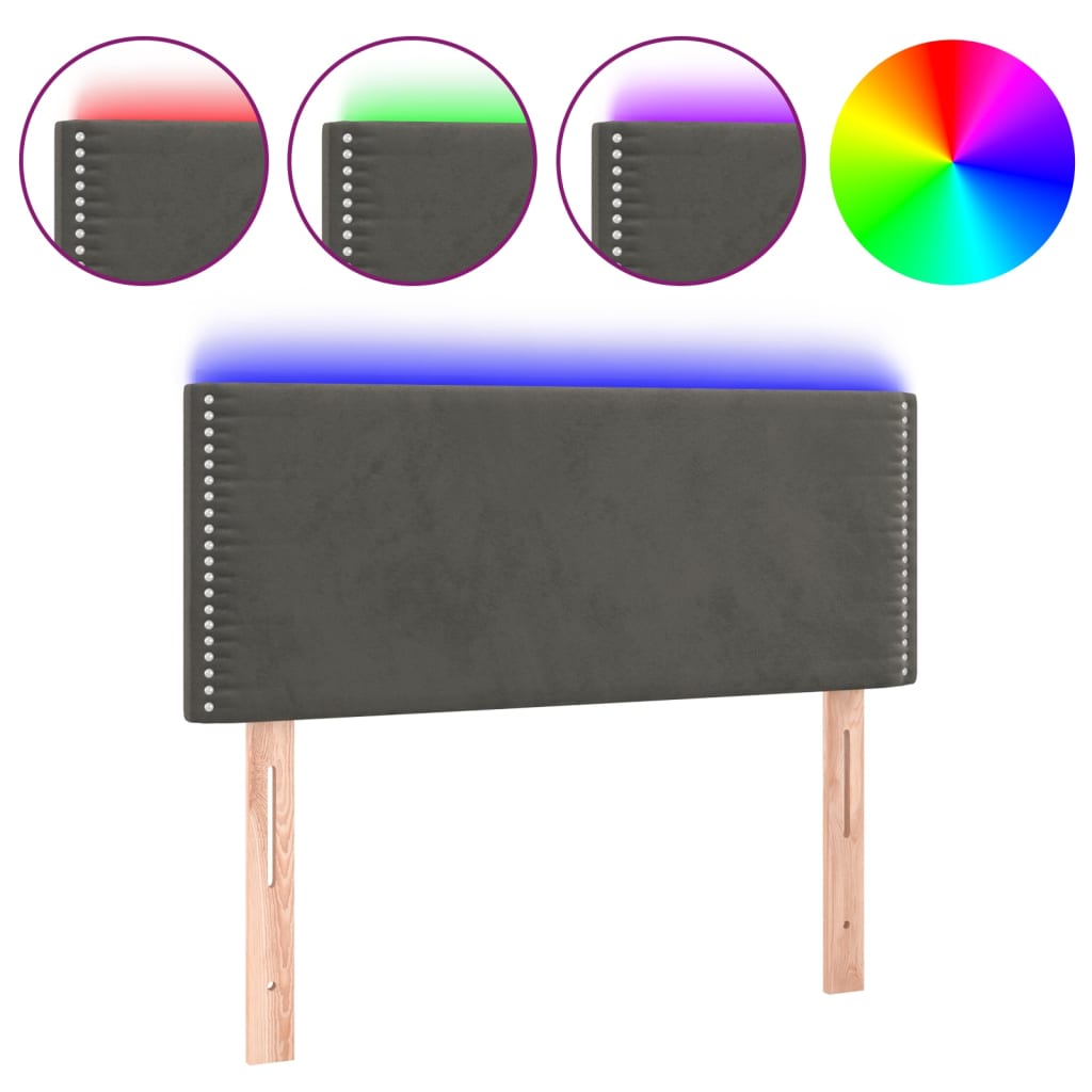Tête de lit à LED Gris foncé 90x5x78/88 cm Velours - XIOS