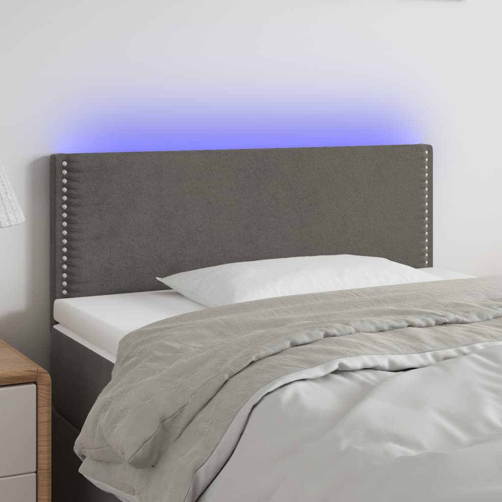 Tête de lit à LED Gris foncé 90x5x78/88 cm Velours - XIOS