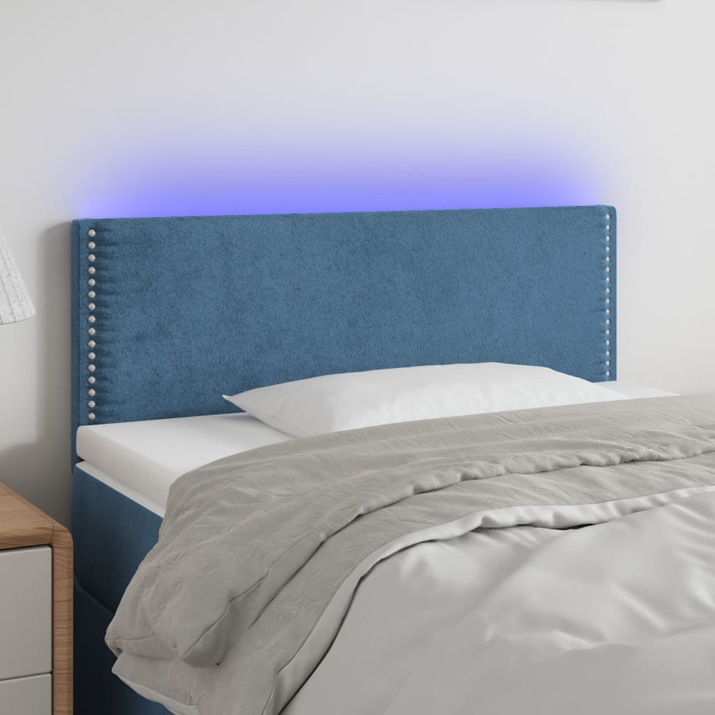 Tête de lit à LED Bleu foncé 100x5x78/88 cm Velours - XIOS