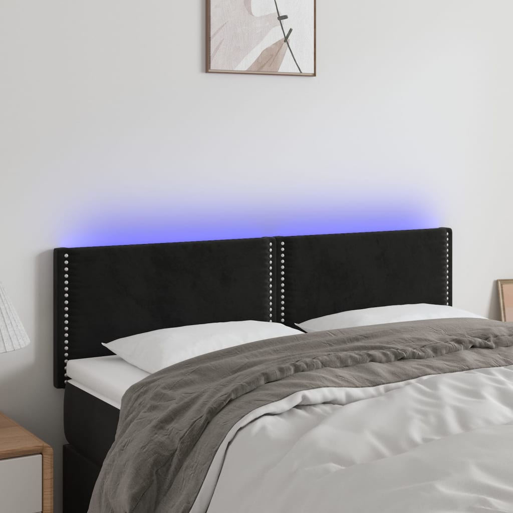 Tête de lit à LED Noir 144x5x78/88 cm Velours - XIOS