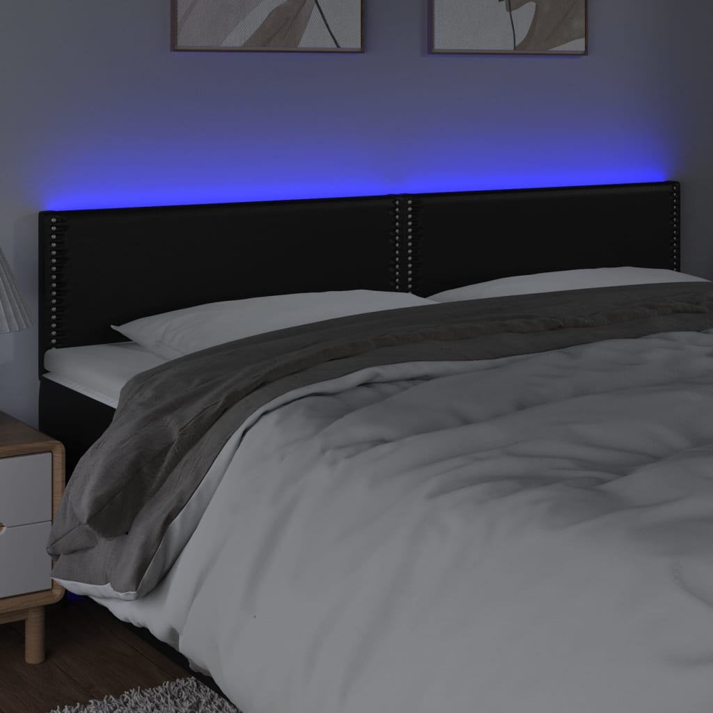 Tête de lit à LED Noir 180x5x78/88 cm Similicuir - XIOS