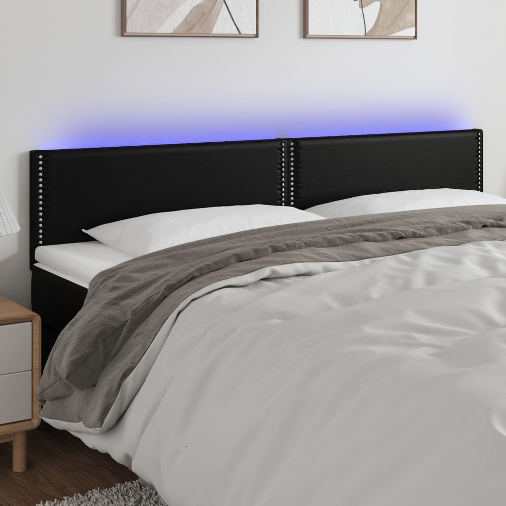 Tête de lit à LED Noir 180x5x78/88 cm Similicuir - XIOS