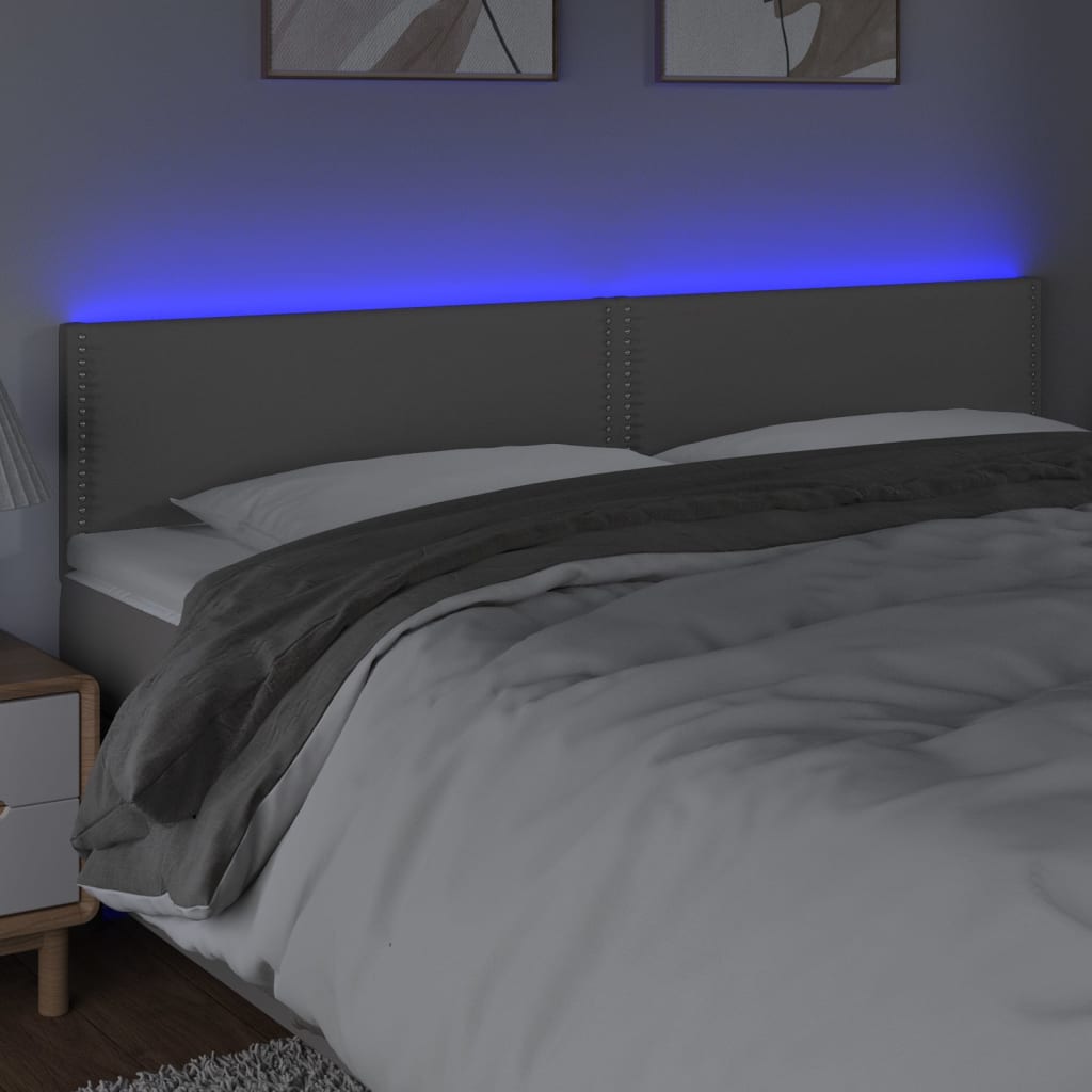 Tête de lit à LED Gris 180x5x78/88 cm Similicuir - XIOS