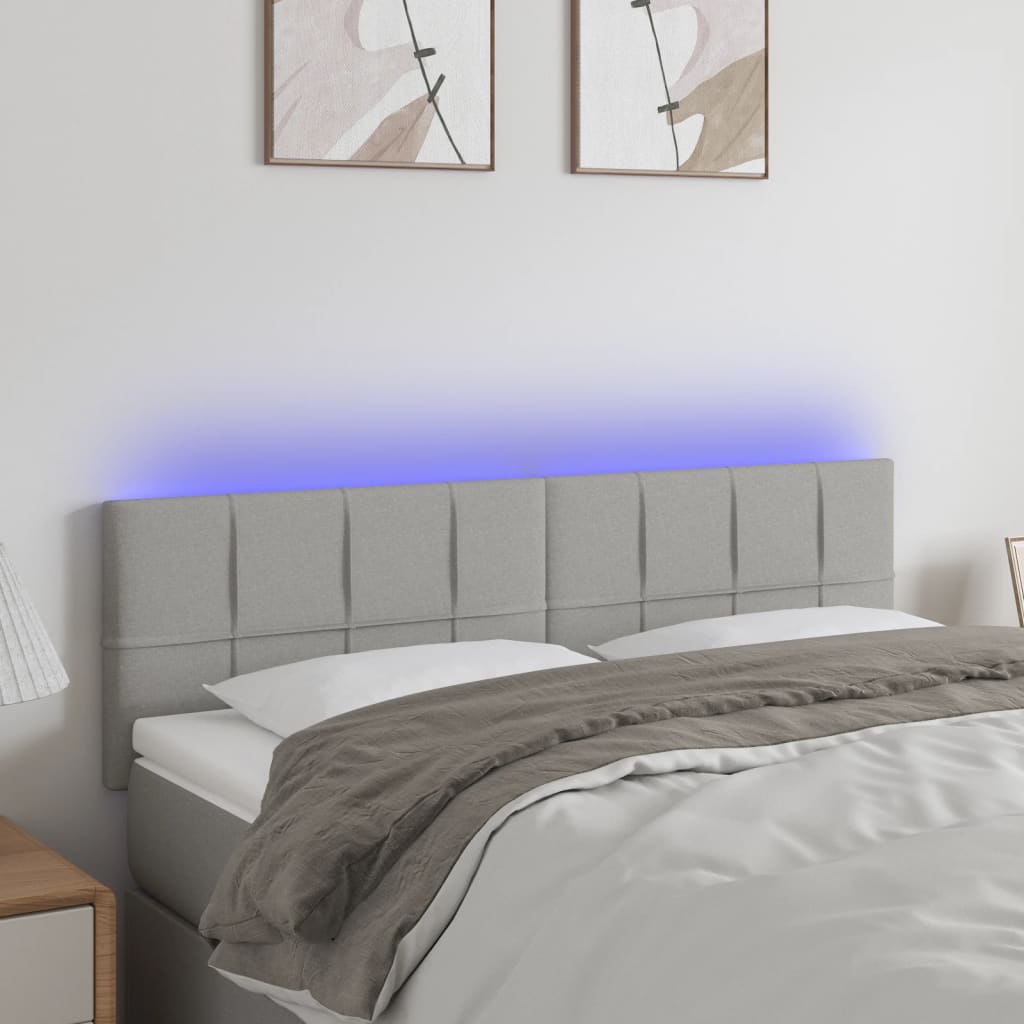 Tête de lit à LED Gris clair 144x5x78/88 cm Tissu - XIOS