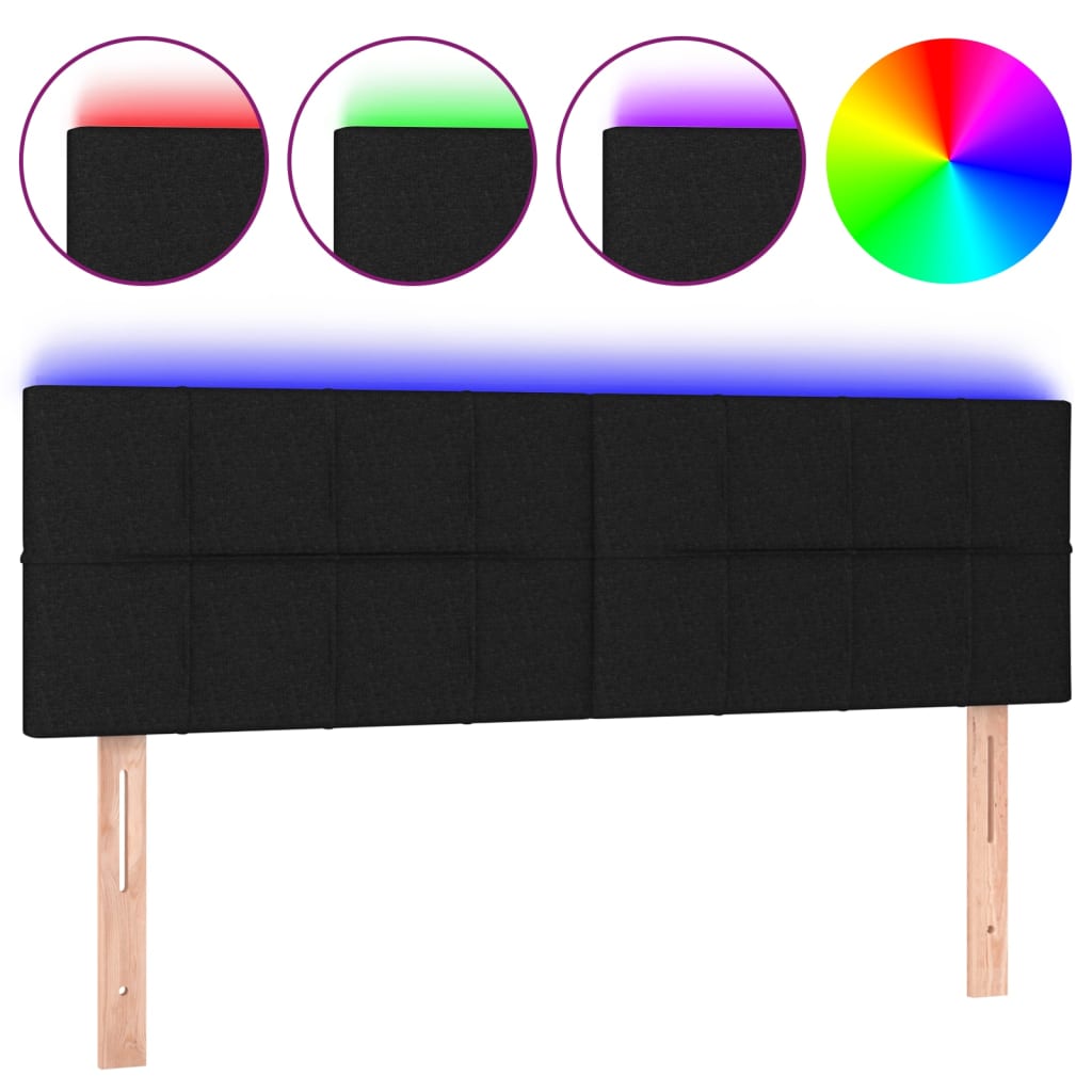 Tête de lit à LED Noir 144x5x78/88 cm Tissu - XIOS