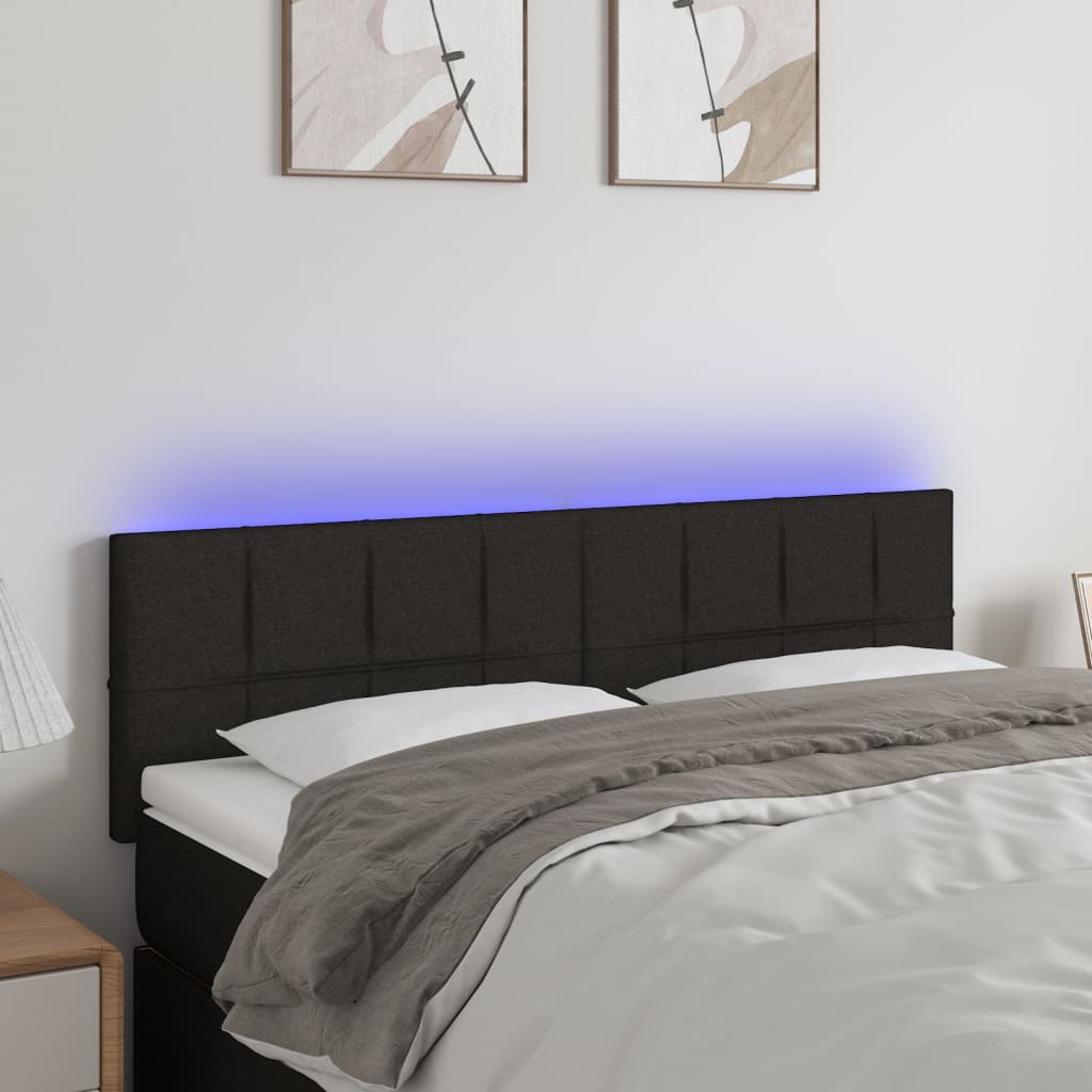 Tête de lit à LED Noir 144x5x78/88 cm Tissu - XIOS