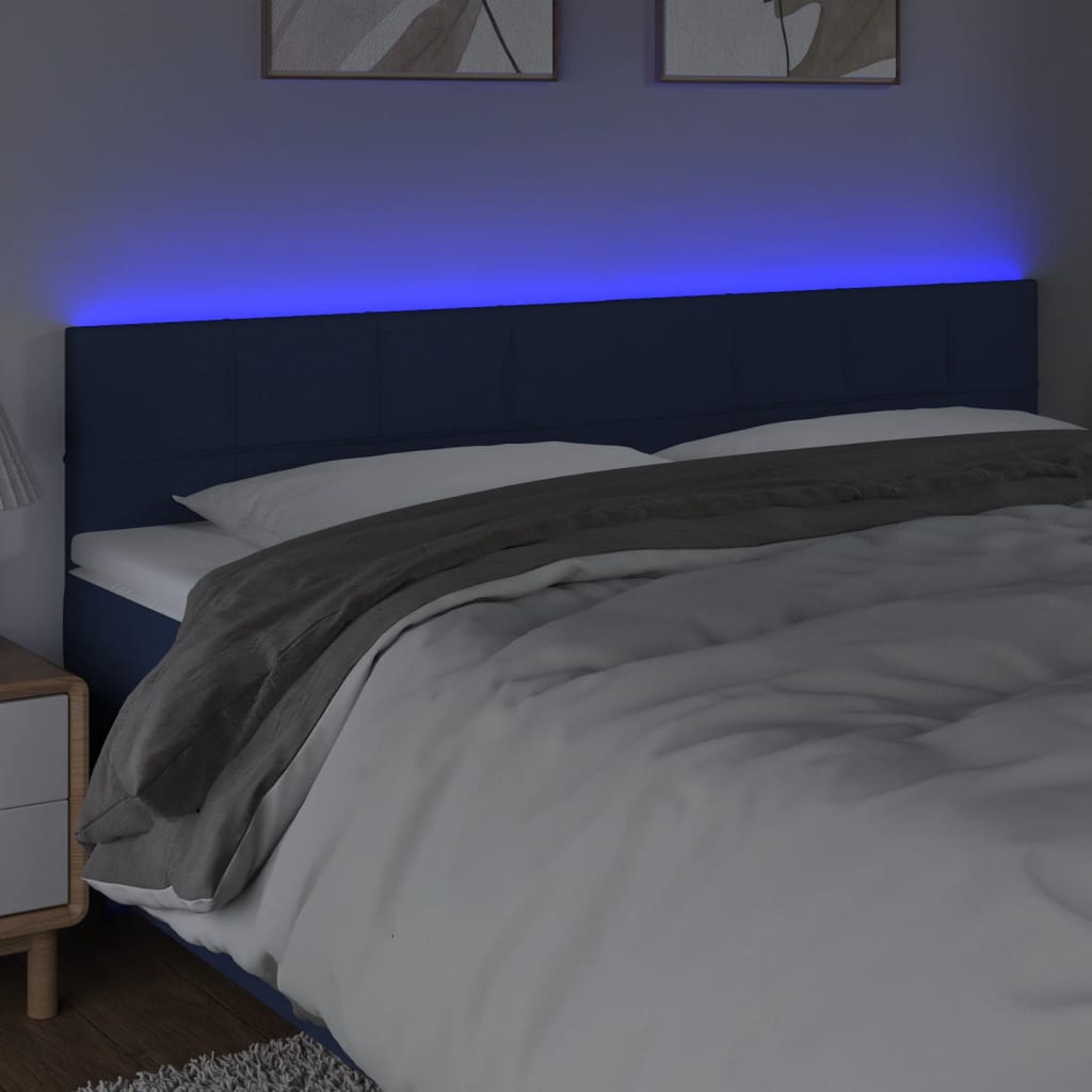 Tête de lit à LED Bleu 180x5x78/88 cm Tissu - XIOS