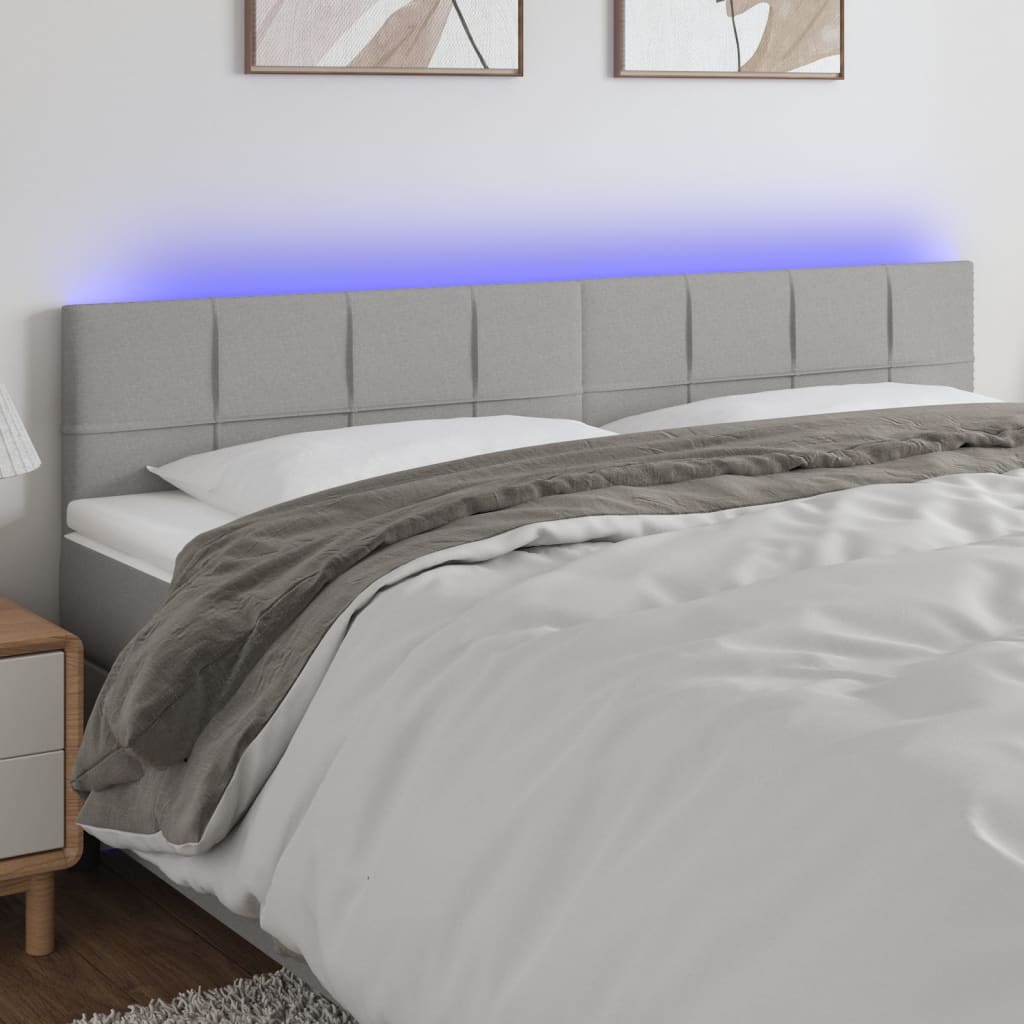 Tête de lit à LED Gris clair 200x5x78/88 cm Tissu - XIOS