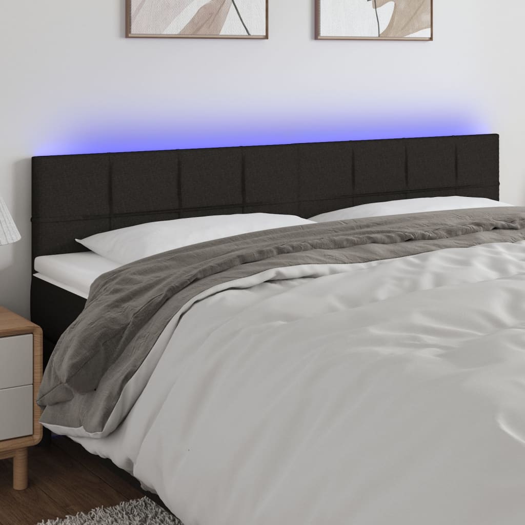 Tête de lit à LED Noir 200x5x78/88 cm Tissu - XIOS