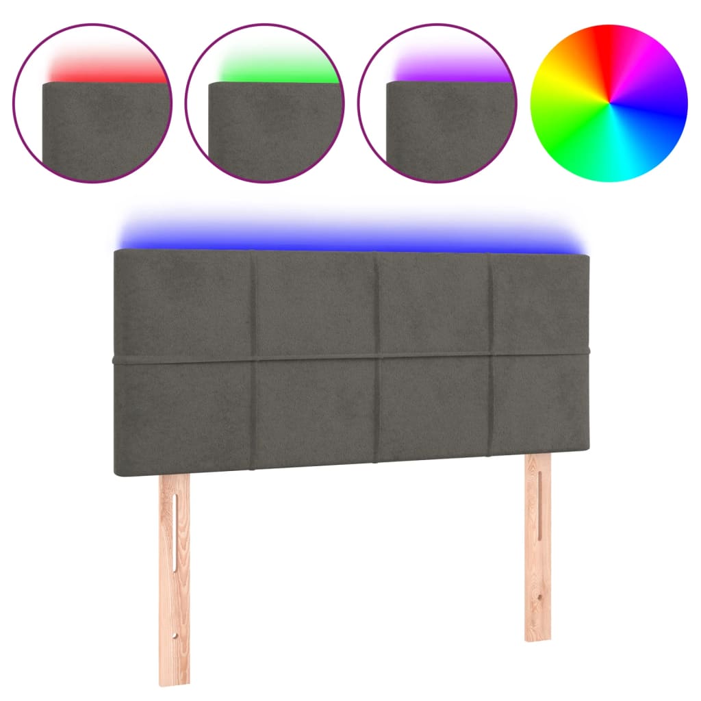 Tête de lit à LED Gris foncé 90x5x78/88 cm Velours - XIOS