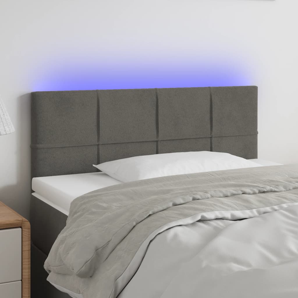 Tête de lit à LED Gris foncé 90x5x78/88 cm Velours - XIOS