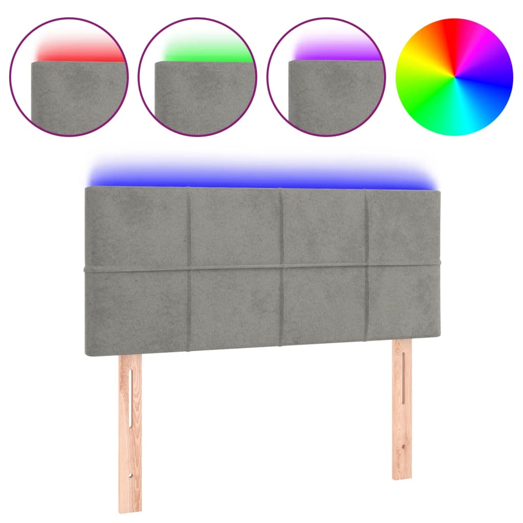 Tête de lit à LED Gris clair 100x5x78/88 cm Velours - XIOS