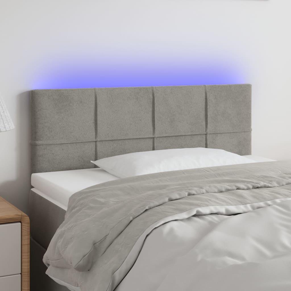 Tête de lit à LED Gris clair 100x5x78/88 cm Velours - XIOS