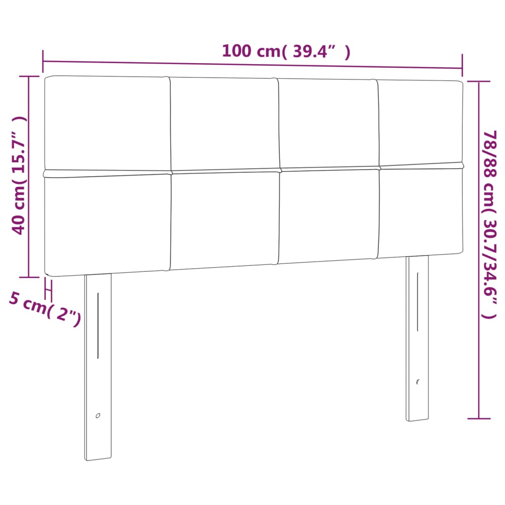 Tête de lit à LED Gris foncé 100x5x78/88 cm Velours - XIOS