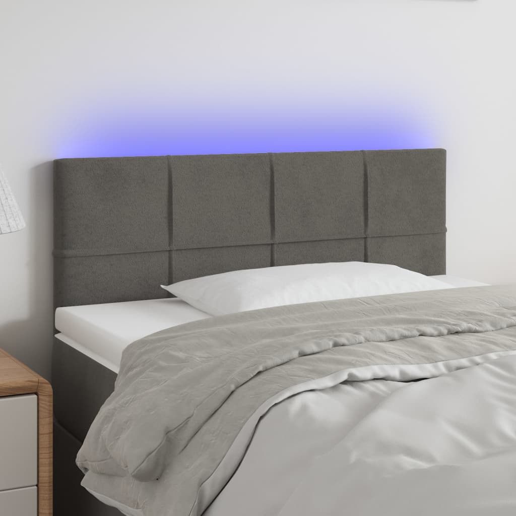 Tête de lit à LED Gris foncé 100x5x78/88 cm Velours - XIOS