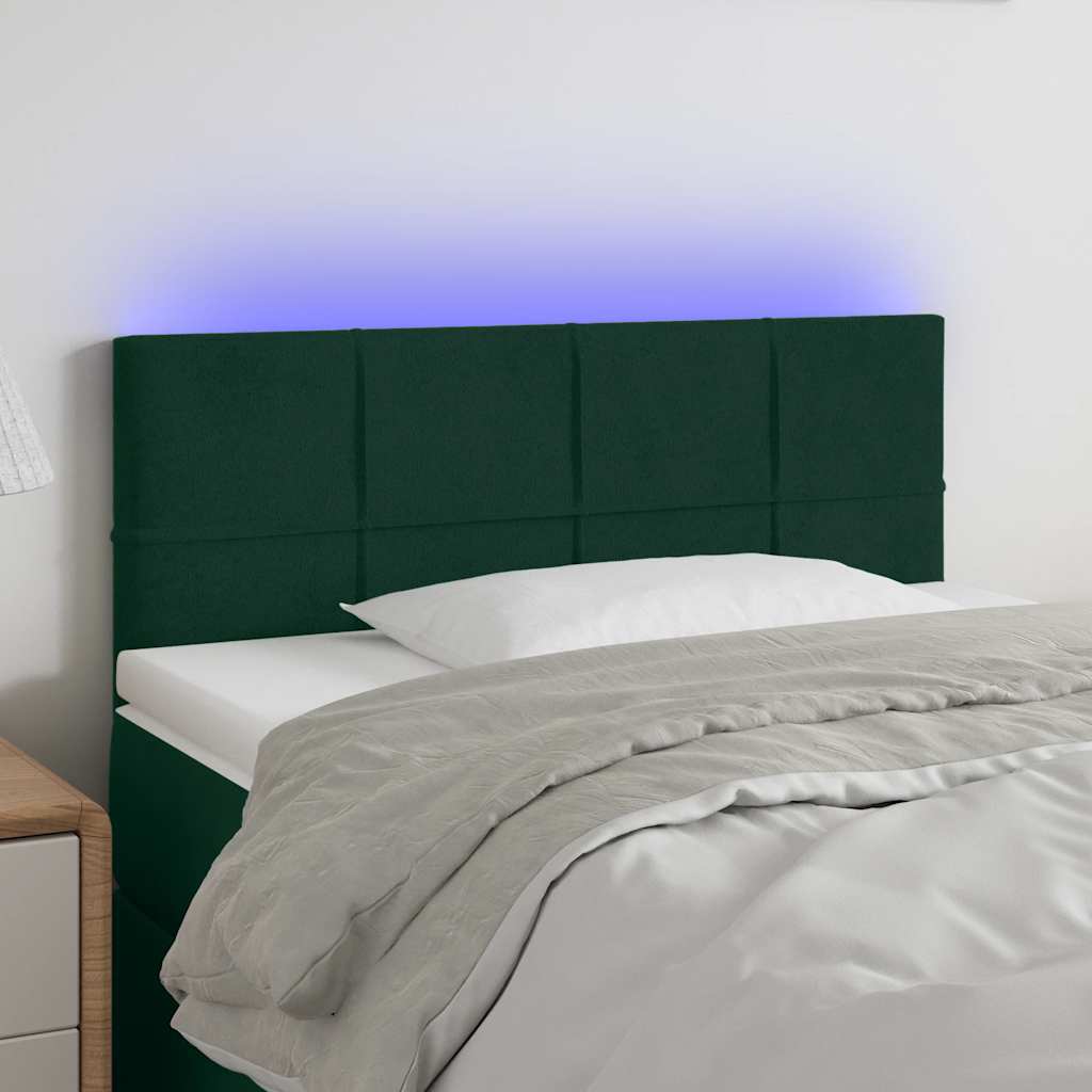 Tête de lit à LED Vert foncé 100x5x78/88 cm Velours - XIOS