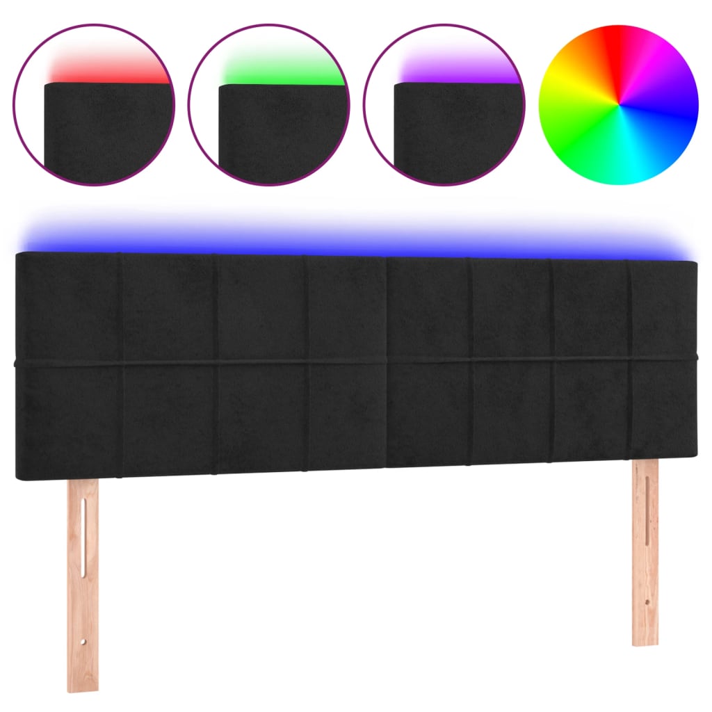 Tête de lit à LED Noir 144x5x78/88 cm Velours - XIOS