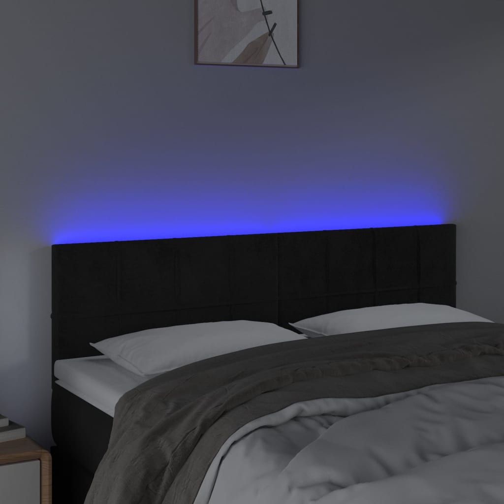 Tête de lit à LED Noir 144x5x78/88 cm Velours - XIOS