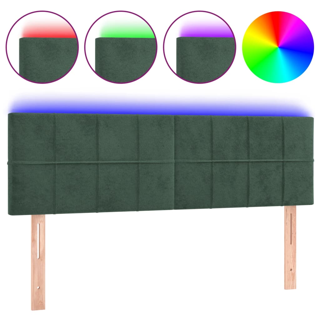 Tête de lit à LED Vert foncé 144x5x78/88 cm Velours - XIOS