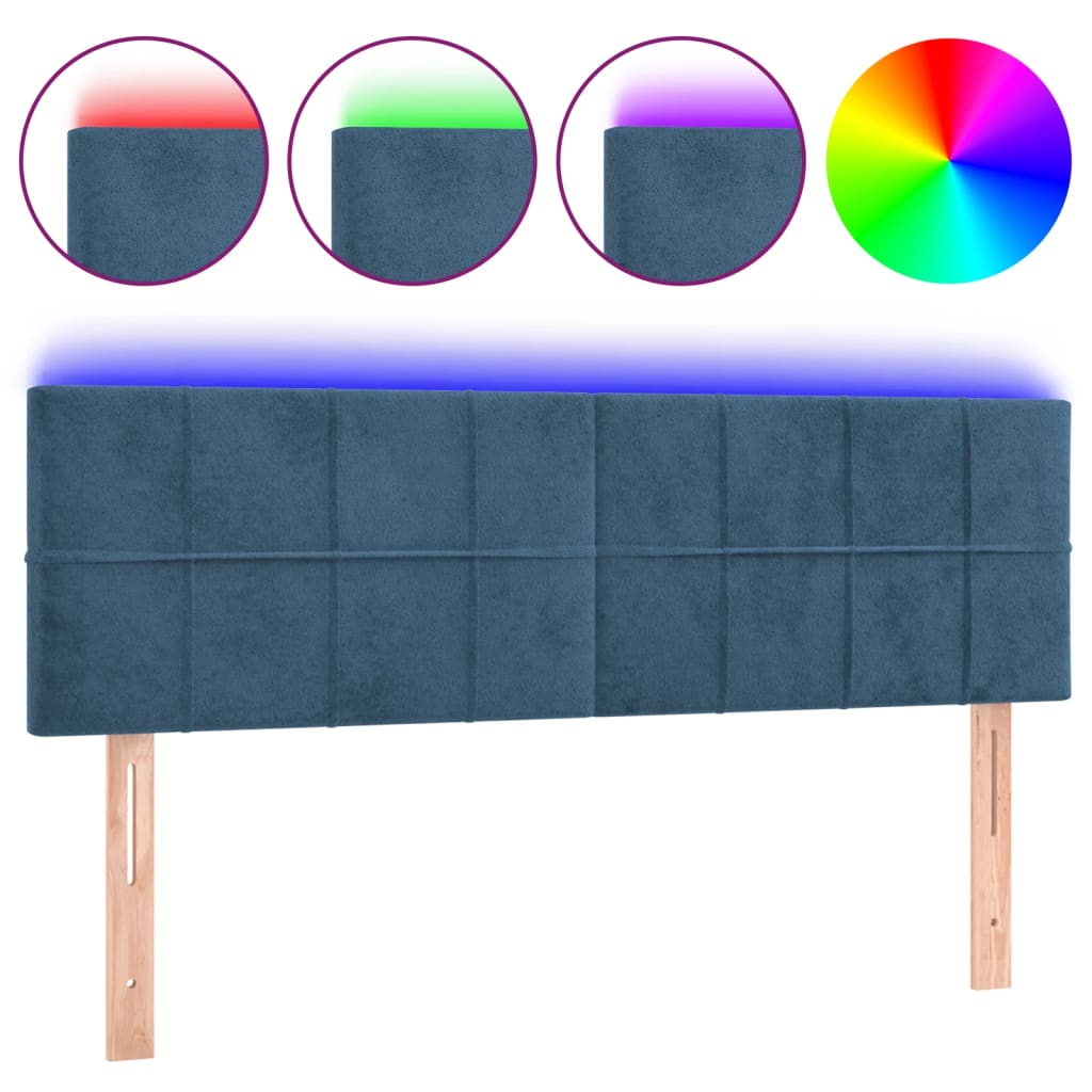 Tête de lit à LED Bleu foncé 144x5x78/88 cm Velours - XIOS