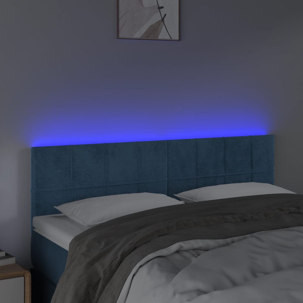 Tête de lit à LED Bleu foncé 144x5x78/88 cm Velours - XIOS