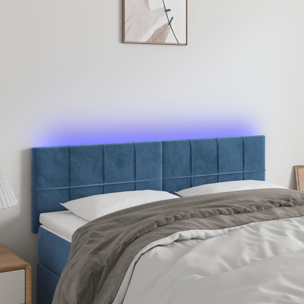 Tête de lit à LED Bleu foncé 144x5x78/88 cm Velours - XIOS