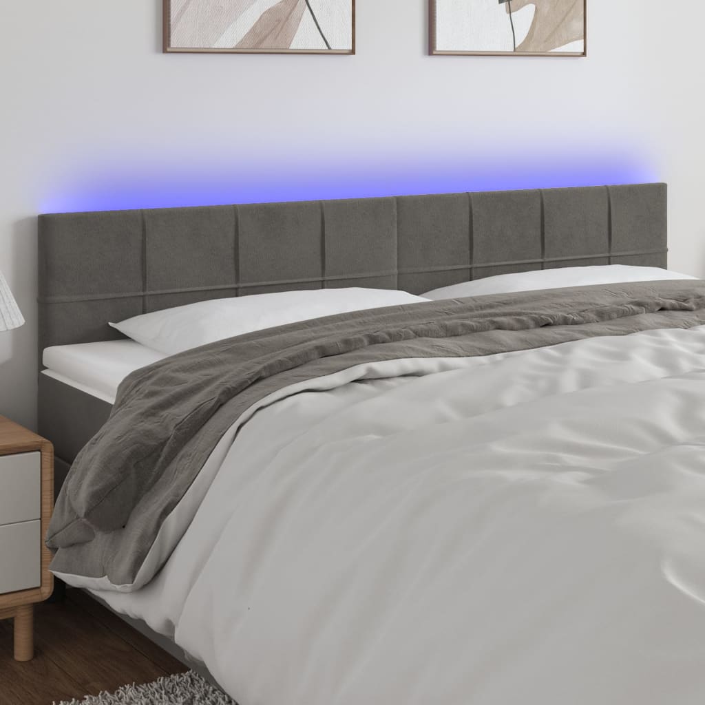 Tête de lit à LED Gris foncé 160x5x78/88 cm Velours - XIOS