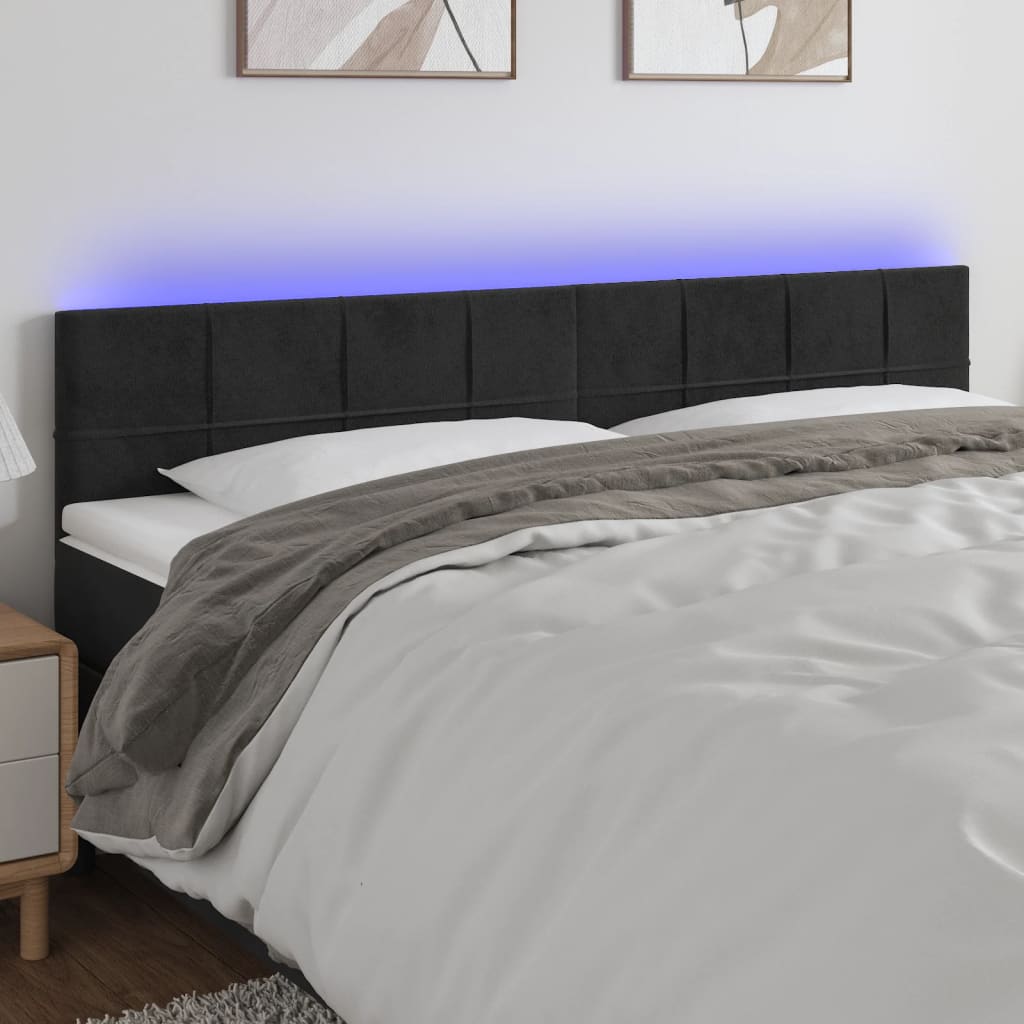 Tête de lit à LED Noir 160x5x78/88 cm Velours - XIOS