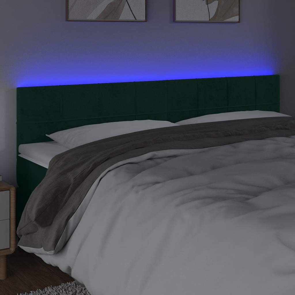 Tête de lit à LED Vert foncé 160x5x78/88 cm Velours - XIOS