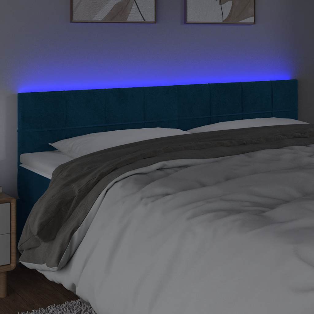 Tête de lit à LED Bleu foncé 160x5x78/88 cm Velours - XIOS
