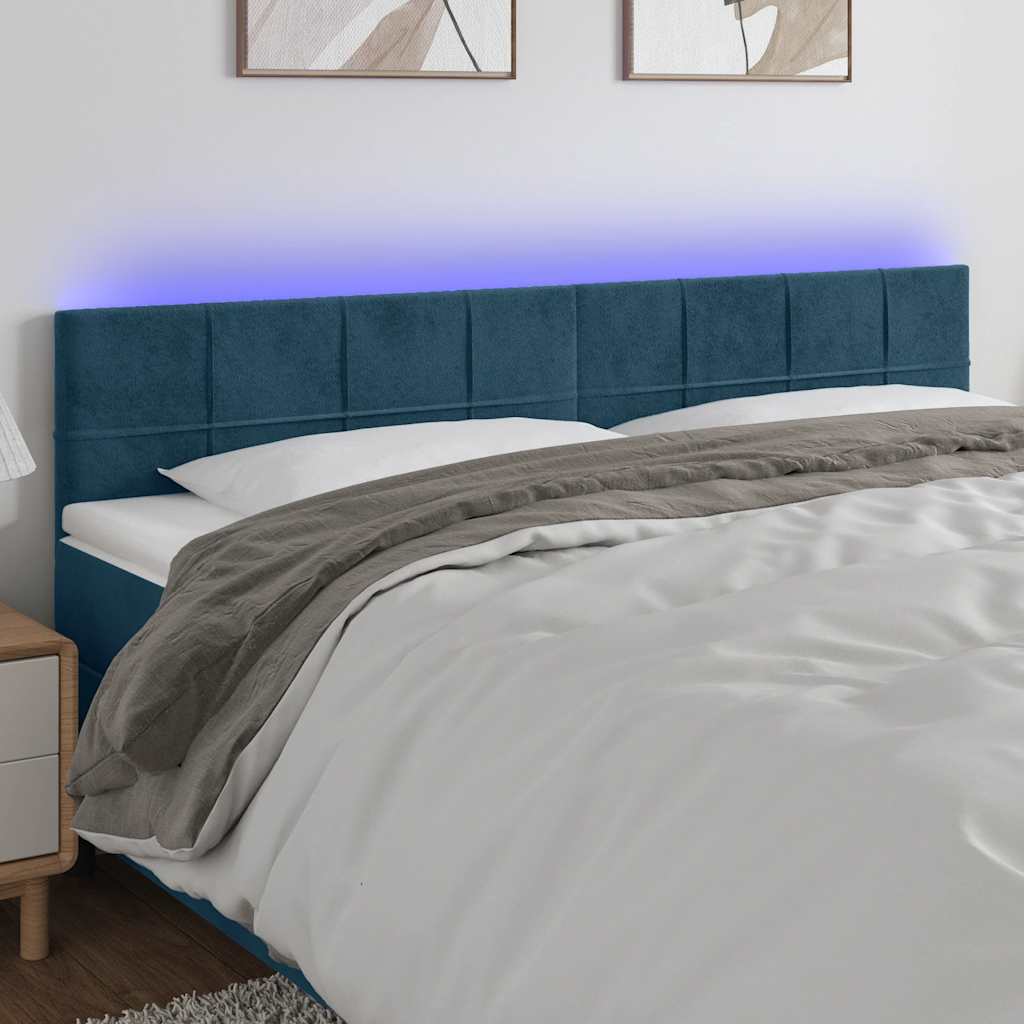 Tête de lit à LED Bleu foncé 160x5x78/88 cm Velours - XIOS