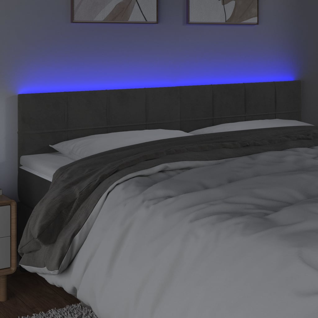 Tête de lit à LED Gris foncé 180x5x78/88 cm Velours - XIOS