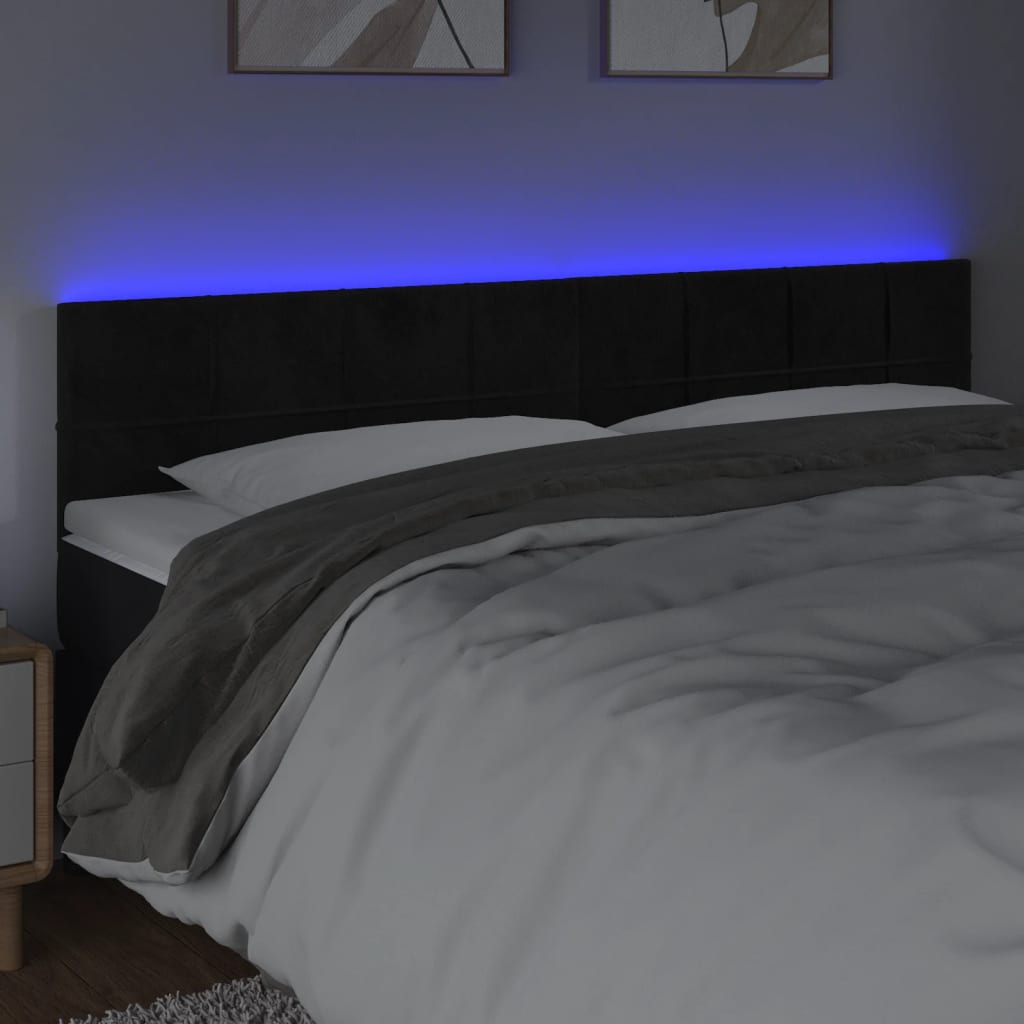 Tête de lit à LED Noir 180x5x78/88 cm Velours - XIOS