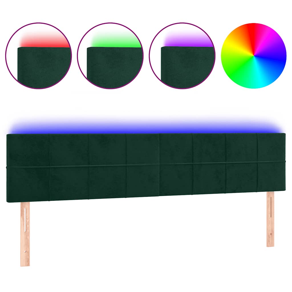 Tête de lit à LED Vert foncé 180x5x78/88 cm Velours - XIOS